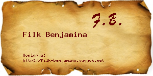Filk Benjamina névjegykártya